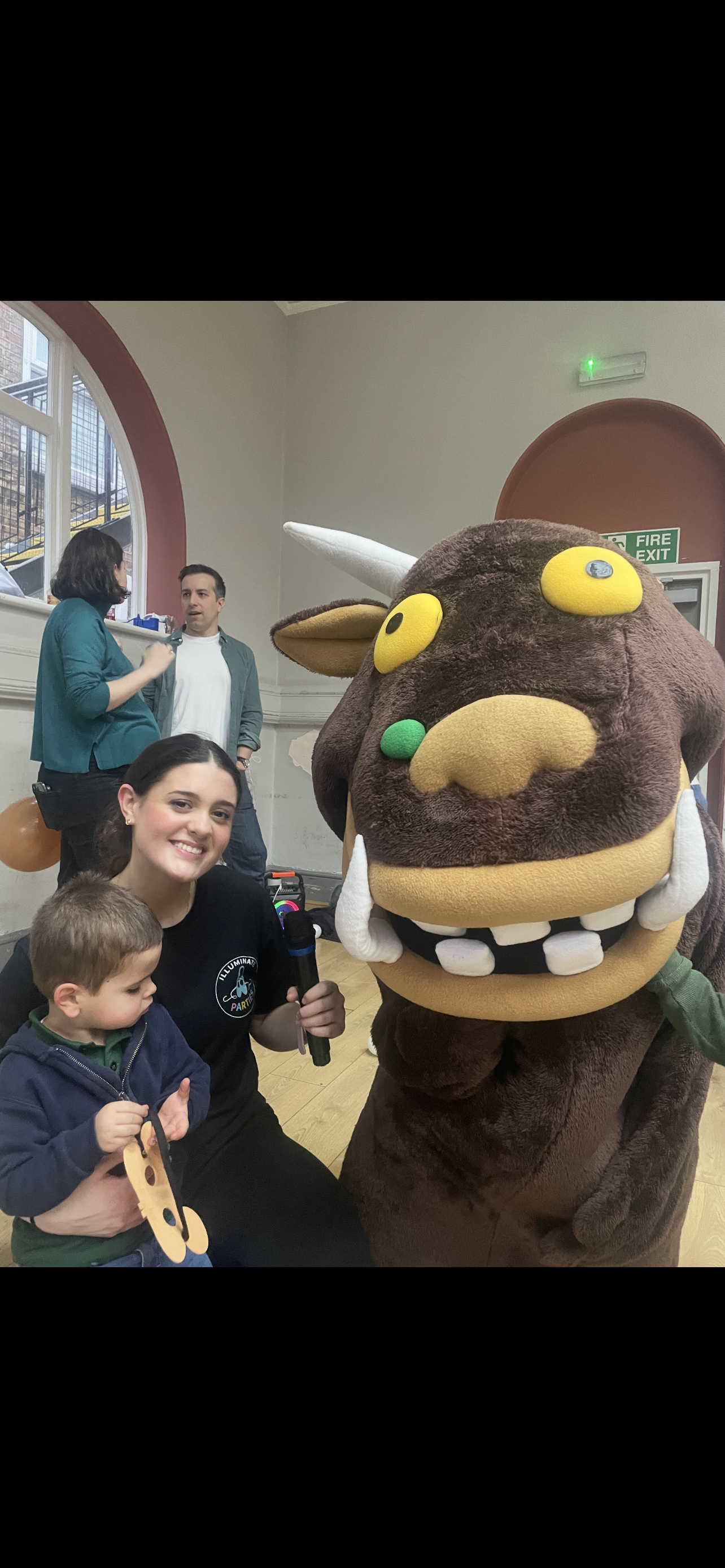 Gruffalo mascot at a party